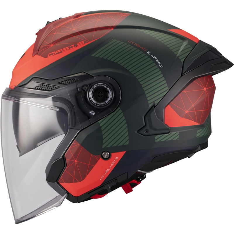 Open motorhelm MT Cosmo SV Zafiro C16 mat rood-groen
