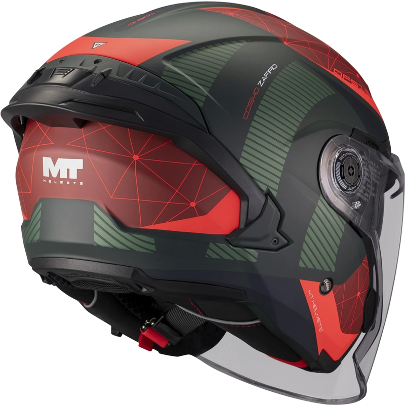 Open motorhelm MT Cosmo SV Zafiro C16 mat rood-groen