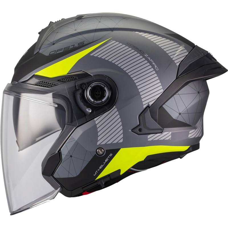 Open motorhelm MT Cosmo SV Zafiro C3 matzwart-grijs-fluorgeel