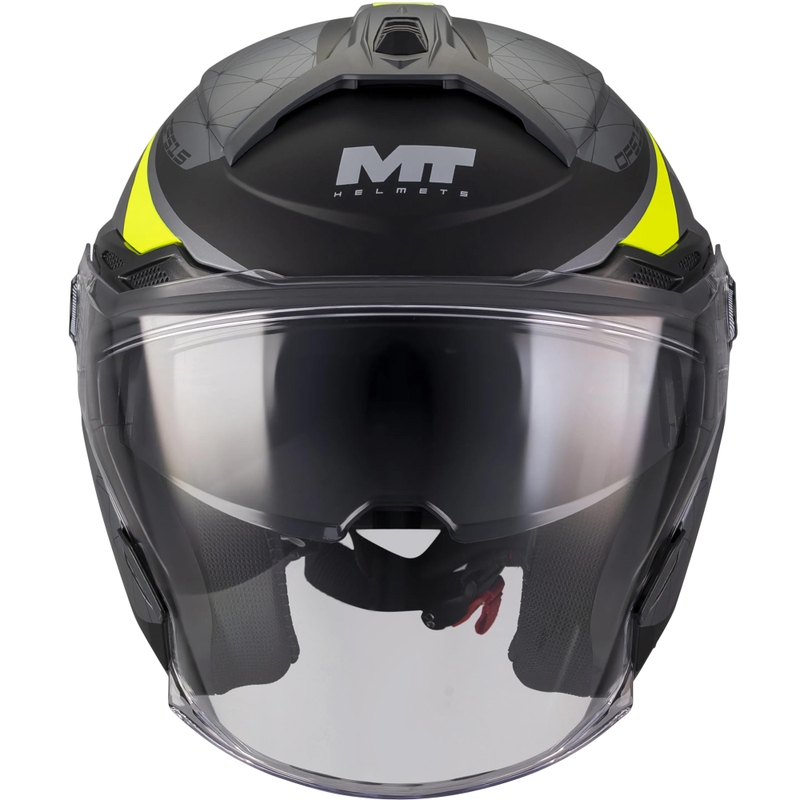 Open motorhelm MT Cosmo SV Zafiro C3 matzwart-grijs-fluorgeel