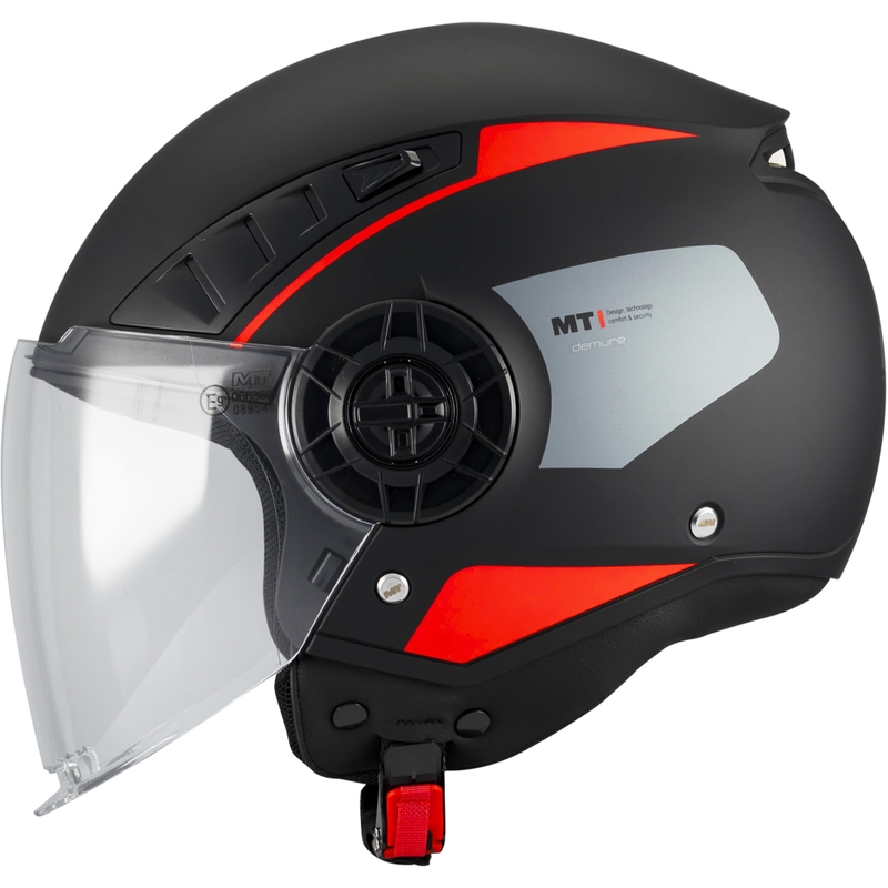 Open motorhelm MT Aeris Demure B5 matzwart-rood