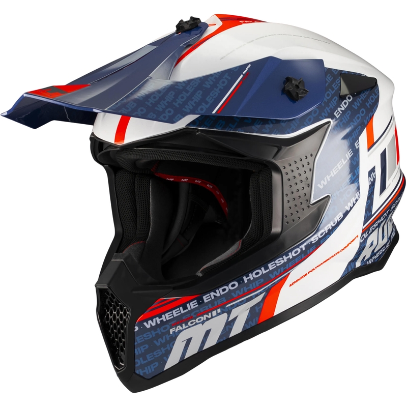 Motocrosshelm MT Falcon S Ruler A15 blauw-wit-rood