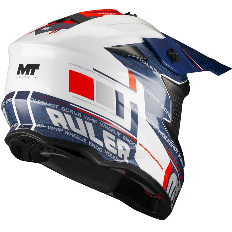 Motocrosshelm MT Falcon S Ruler A15 blauw-wit-rood