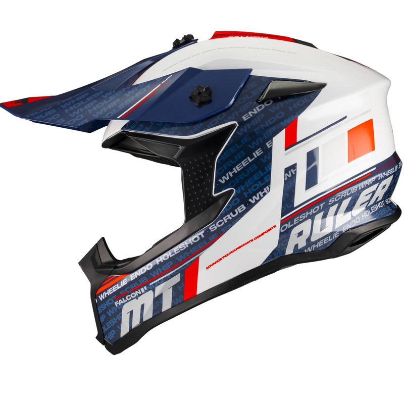 Motocrosshelm MT Falcon S Ruler A15 blauw-wit-rood