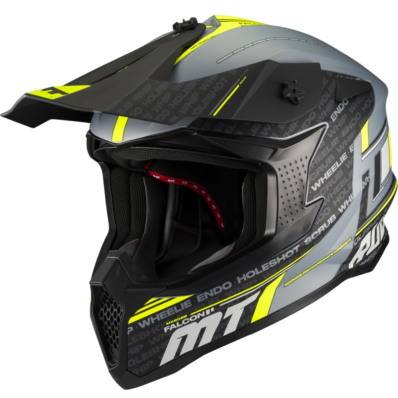 Motocrosshelm MT Falcon S Ruler C2 matzwart-grijs-fluorescent geel