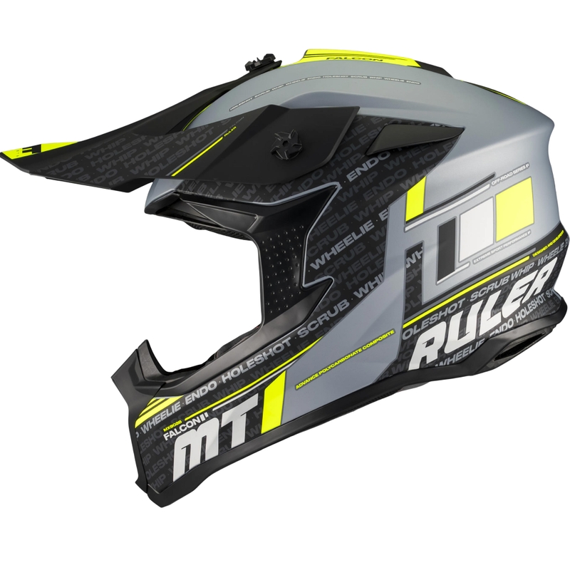 Motocrosshelm MT Falcon S Ruler C2 matzwart-grijs-fluorescent geel
