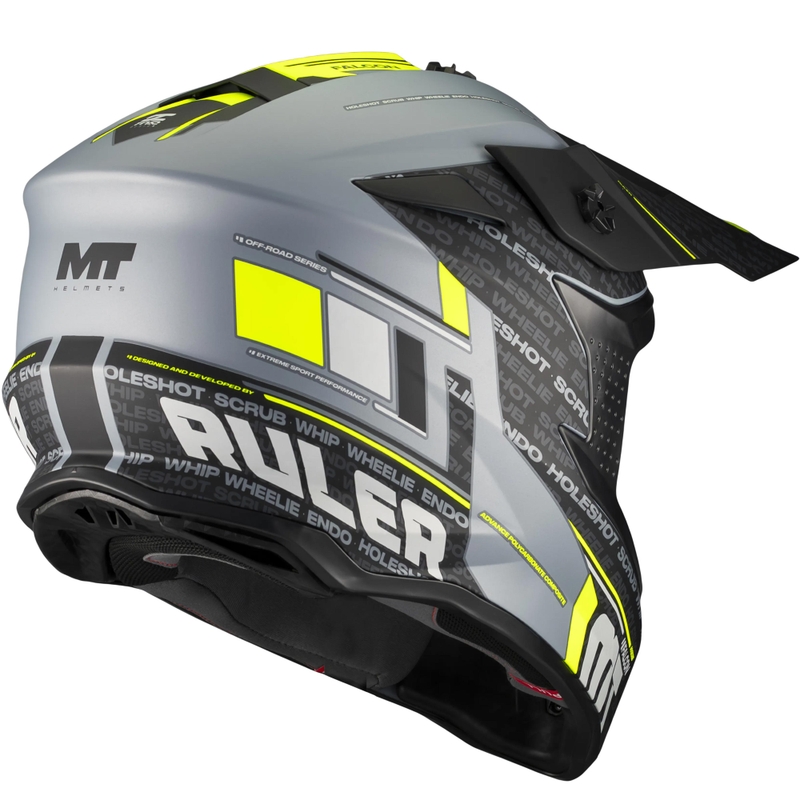Motocrosshelm MT Falcon S Ruler C2 matzwart-grijs-fluorescent geel