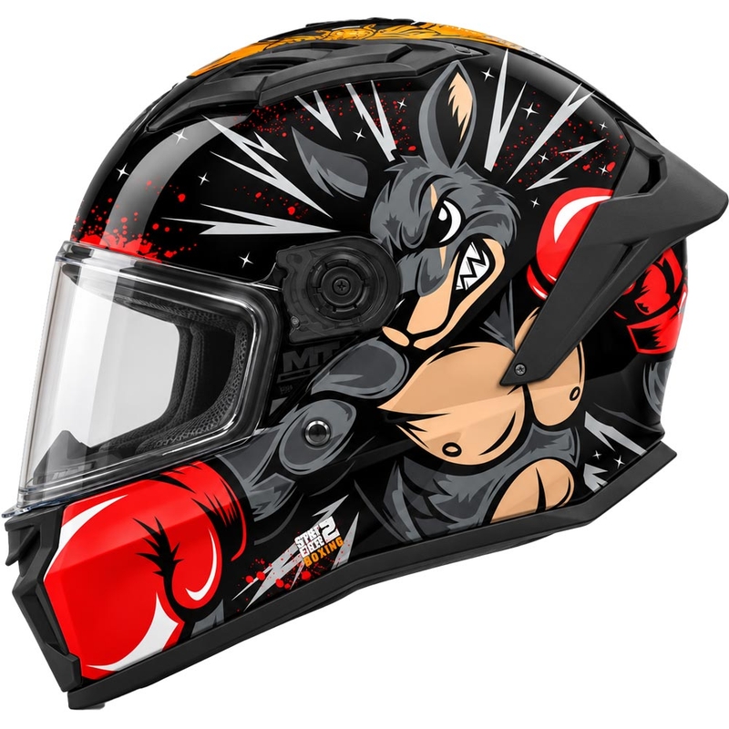 Kinder integraalhelm voor motorfietsen MT Stinger 2 Boxing B2, zwart van kleur.