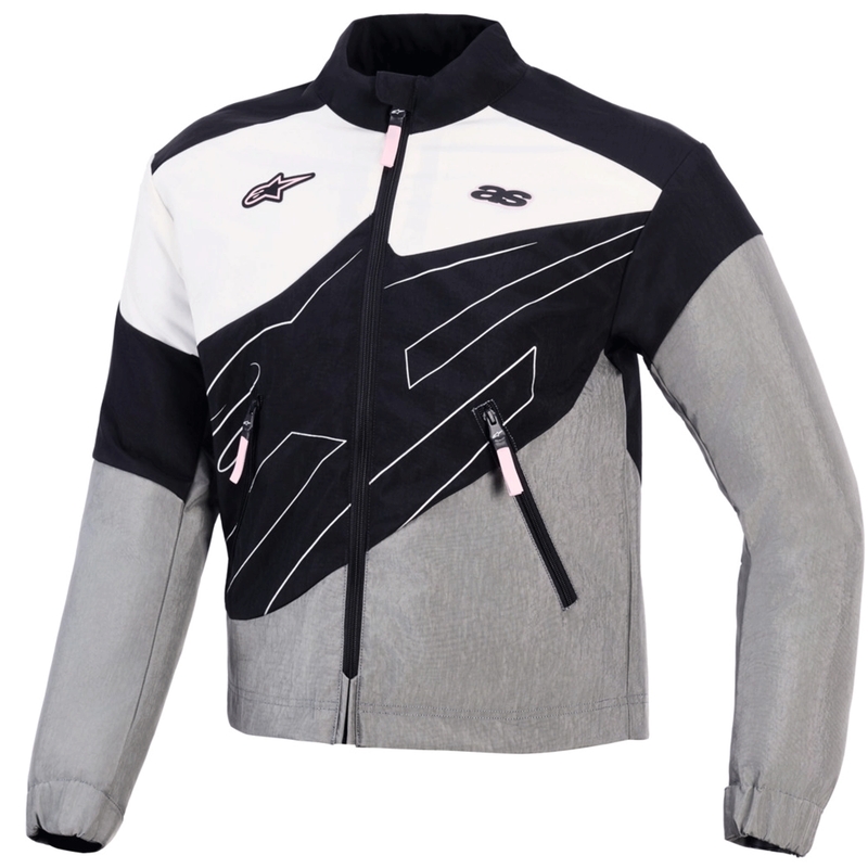 Alpinestars Stella Moshell motorjas voor dames, zwart-grijs-wit-roze