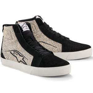 Alpinestars Ride-63 canvas motorlaarzen zwart-lichtgrijs-wit
