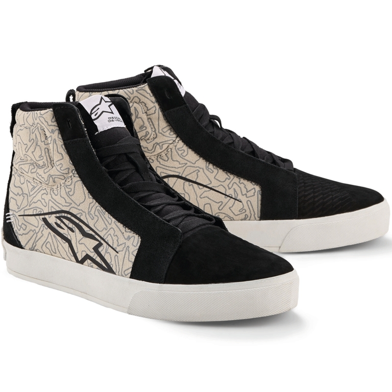 Alpinestars Ride-63 canvas motorlaarzen zwart-lichtgrijs-wit