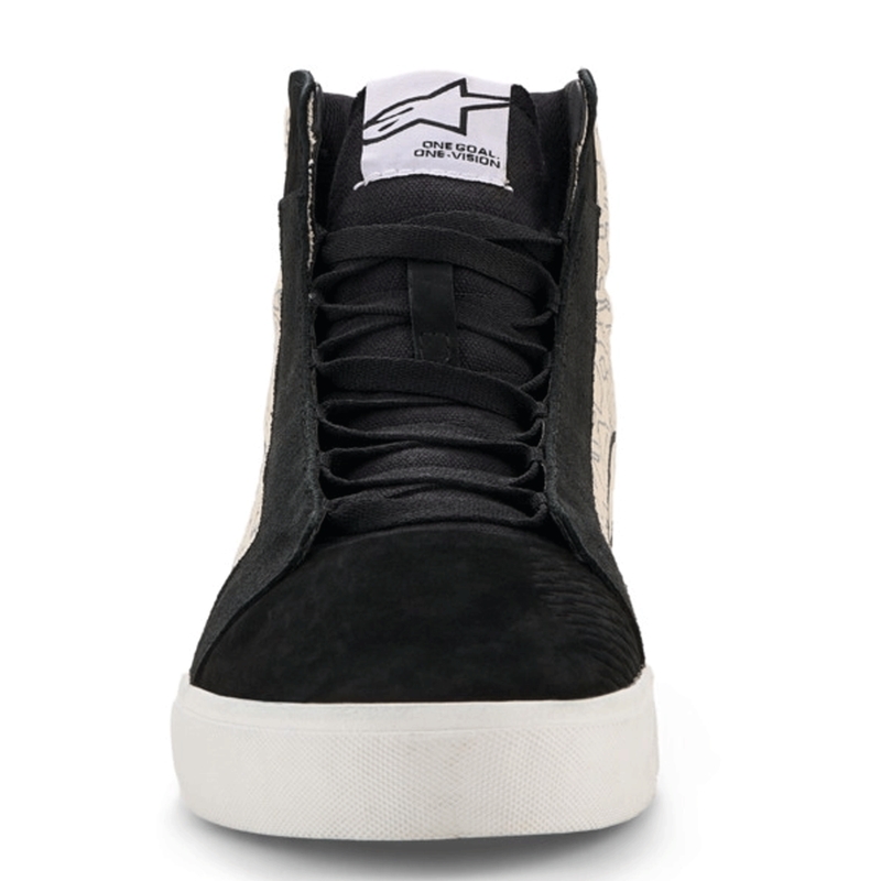 Alpinestars Ride-63 canvas motorlaarzen zwart-lichtgrijs-wit