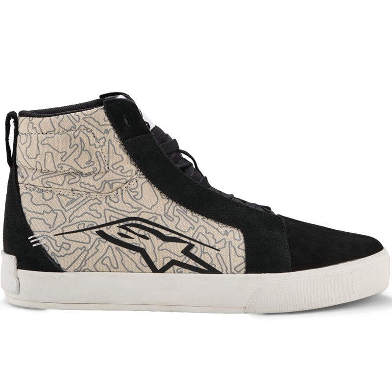Alpinestars Ride-63 canvas motorlaarzen zwart-lichtgrijs-wit