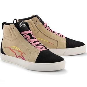 Alpinestars Ride-63 canvas motorlaarzen crème-zwart-wit
