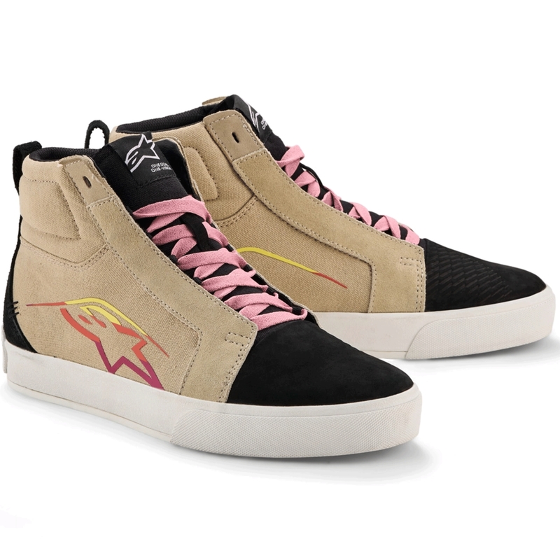 Alpinestars Ride-63 canvas motorlaarzen crème-zwart-wit