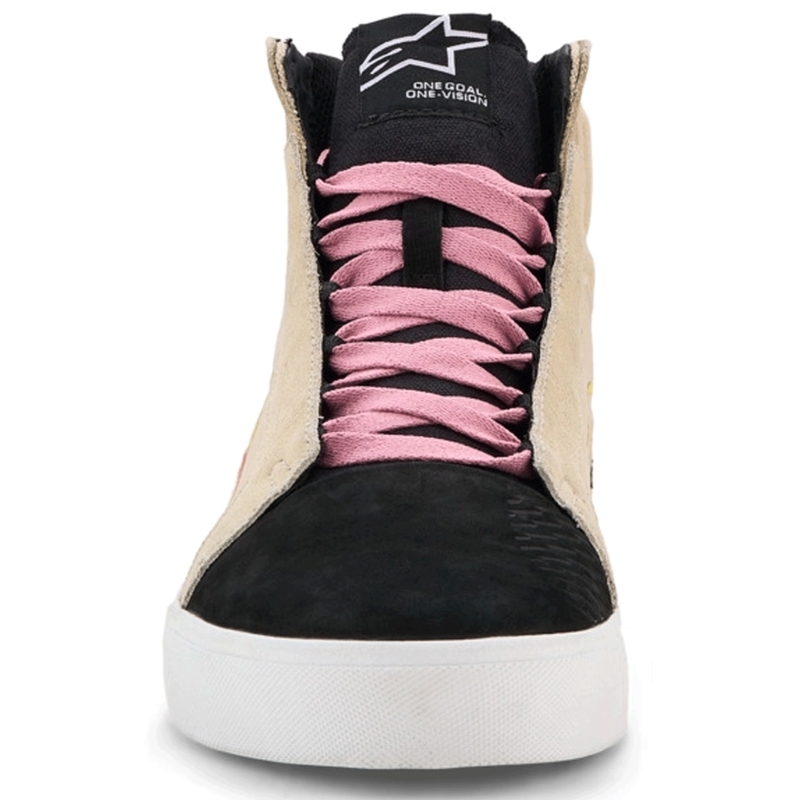Alpinestars Ride-63 canvas motorlaarzen crème-zwart-wit