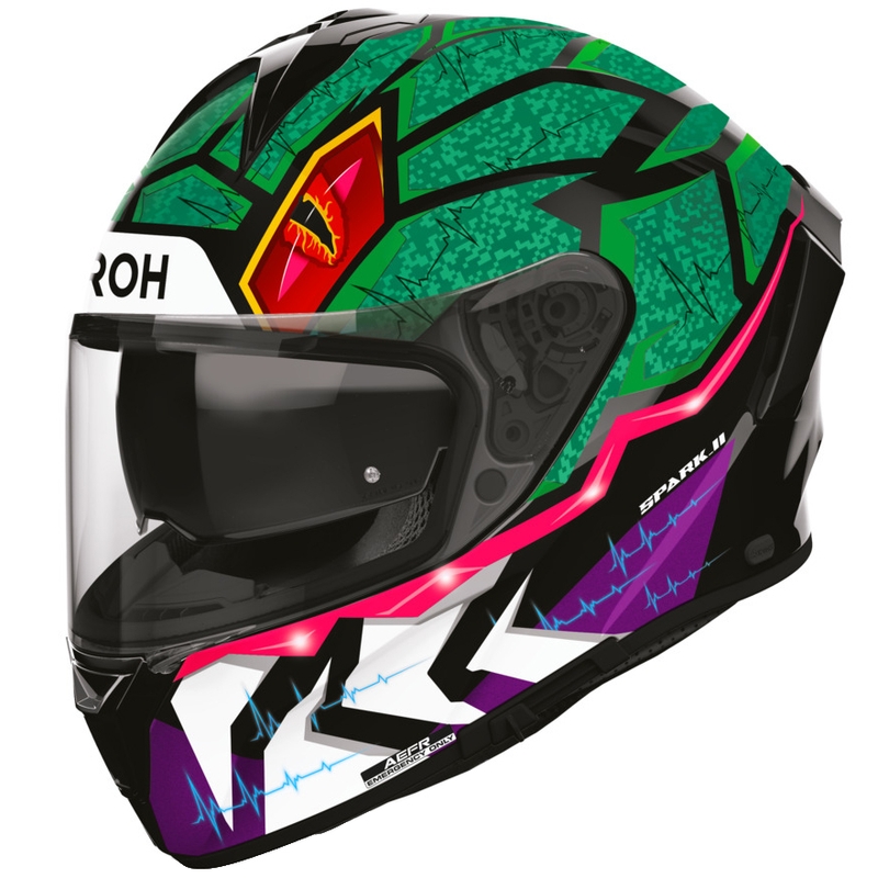 Airoh Spark 2 Rex integraal motorhelm zwart-groen-paars