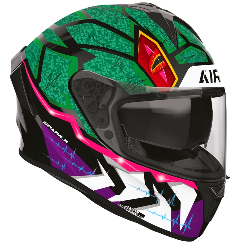 Airoh Spark 2 Rex integraal motorhelm zwart-groen-paars