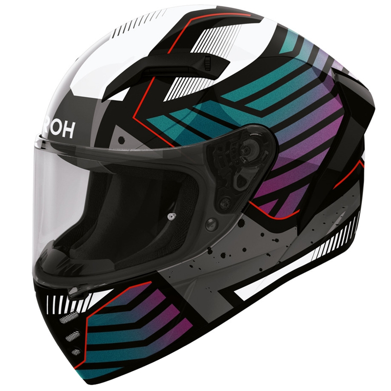 Airoh Connor Flex integraalhelm voor motorfietsen, wit-grijs-blauw-paars