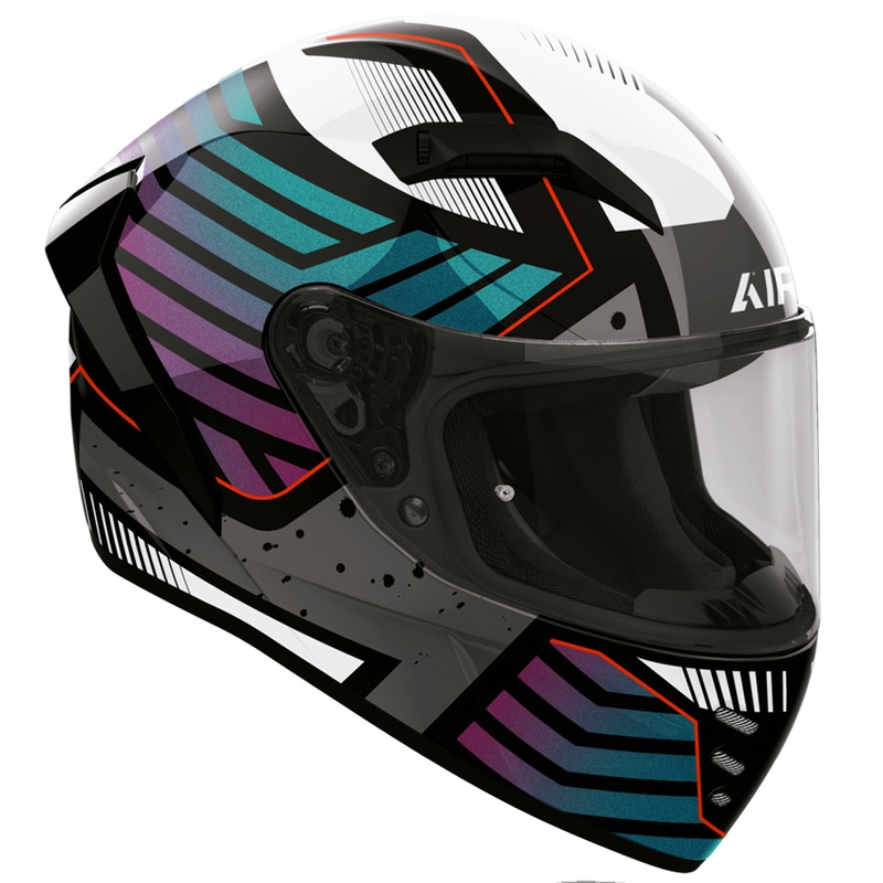Airoh Connor Flex integraalhelm voor motorfietsen, wit-grijs-blauw-paars