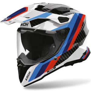 Enduro motorhelm Airoh Commander 2 Carbon Rank zwart-wit-blauw