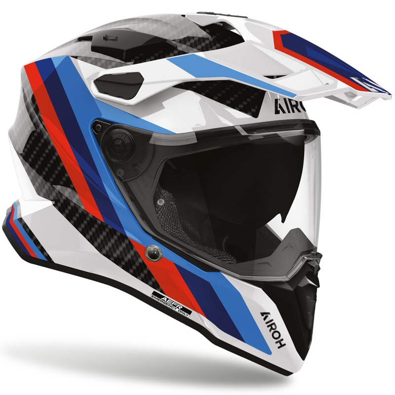 Enduro motorhelm Airoh Commander 2 Carbon Rank zwart-wit-blauw