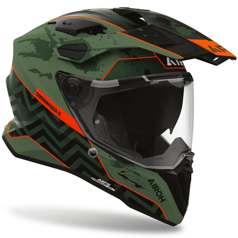 Enduro motorhelm Airoh Commander 2 Plug matzwart-groen-rood