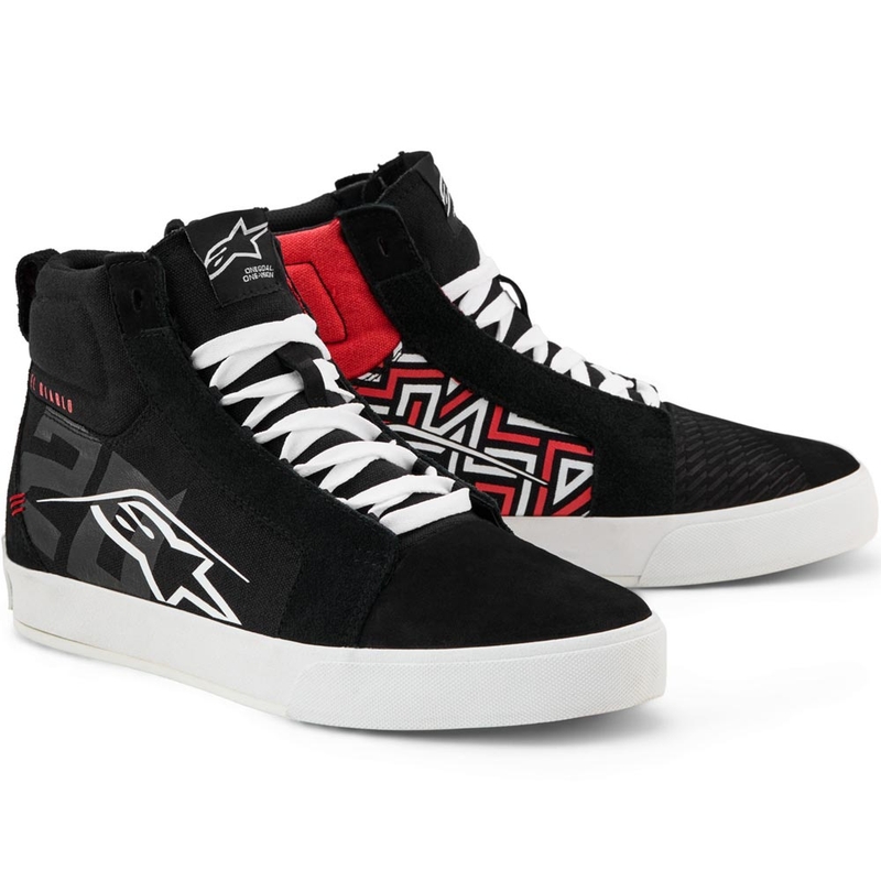 Alpinestars Ride-63 Canvas FQ20 motorlaarzen zwart-wit-rood