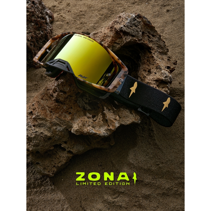 Alpinestars Supertech limited edition Zona motorcrossbril in zwart-bruin met goudkleurig spiegelend plexiglas.