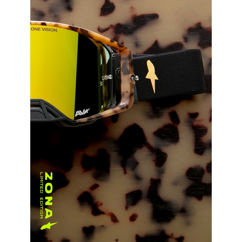 Alpinestars Supertech limited edition Zona motorcrossbril in zwart-bruin met goudkleurig spiegelend plexiglas.