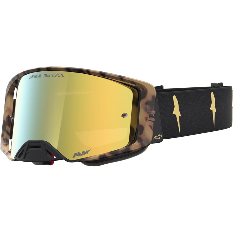 Alpinestars Supertech limited edition Zona motorcrossbril in zwart-bruin met goudkleurig spiegelend plexiglas.