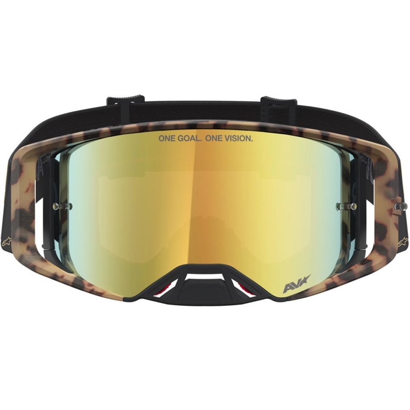 Alpinestars Supertech limited edition Zona motorcrossbril in zwart-bruin met goudkleurig spiegelend plexiglas.