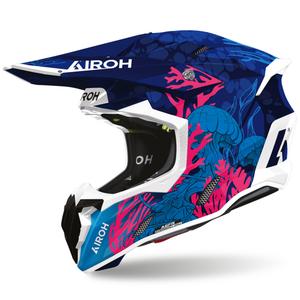 Airoh Twist 3 onderwater motorcrosshelm blauw-wit-roze