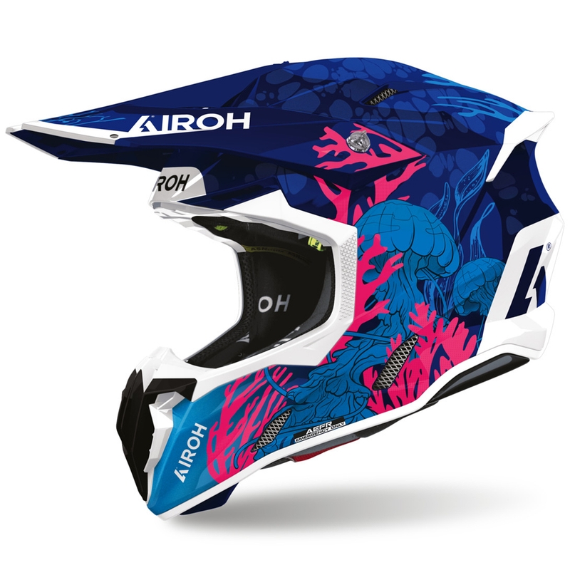 Airoh Twist 3 onderwater motorcrosshelm blauw-wit-roze
