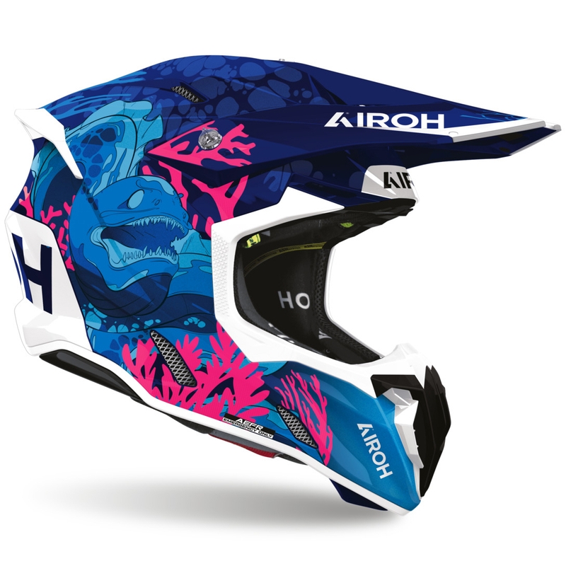 Airoh Twist 3 onderwater motorcrosshelm blauw-wit-roze