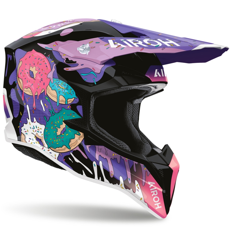 Airoh Wraaap Donuts motorcrosshelm roze-paars-zwart