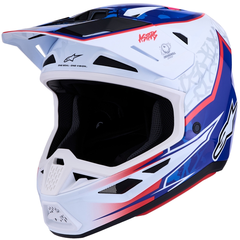 Alpinestars Supertech S-M7 Blaster wit-blauwe motorcrosshelm