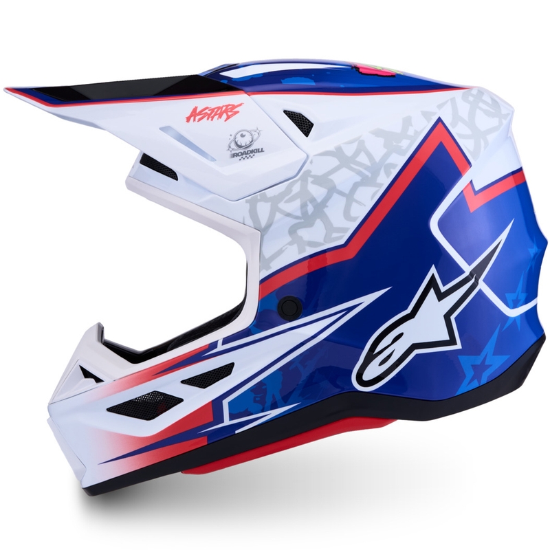 Alpinestars Supertech S-M7 Blaster wit-blauwe motorcrosshelm