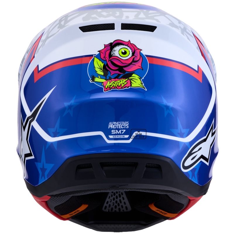 Alpinestars Supertech S-M7 Blaster wit-blauwe motorcrosshelm
