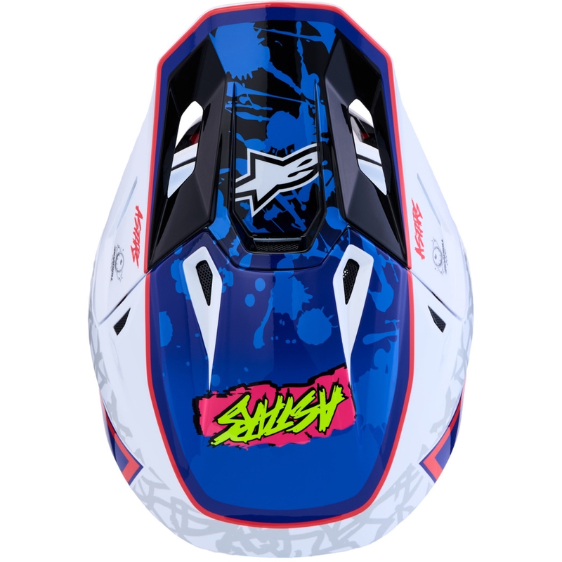 Alpinestars Supertech S-M7 Blaster wit-blauwe motorcrosshelm