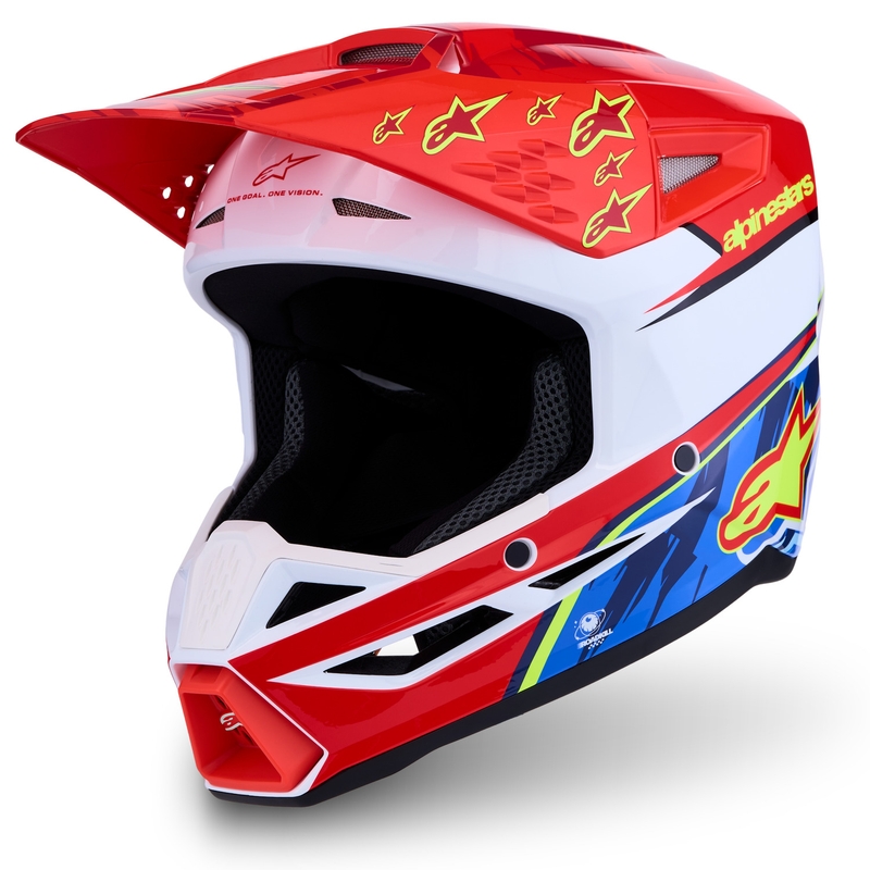 Alpinestars S-M3 Falcon motorcrosshelm in fluorescerend rood-wit