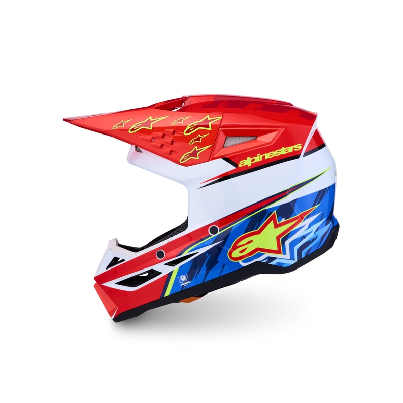 Alpinestars S-M3 Falcon motorcrosshelm in fluorescerend rood-wit