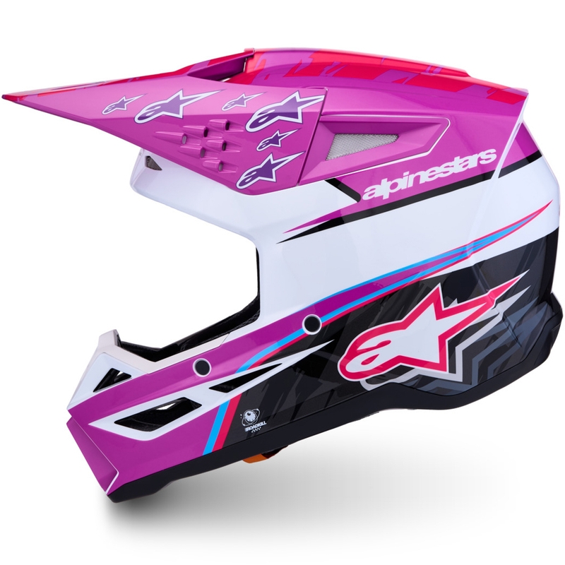 Alpinestars S-M3 Falcon motorcrosshelm paars-wit-fluo roze