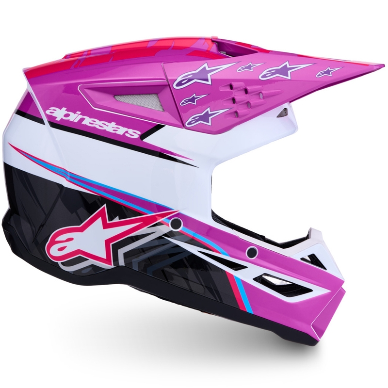 Alpinestars S-M3 Falcon motorcrosshelm paars-wit-fluo roze