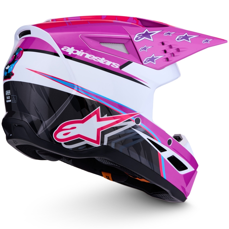 Alpinestars S-M3 Falcon motorcrosshelm paars-wit-fluo roze