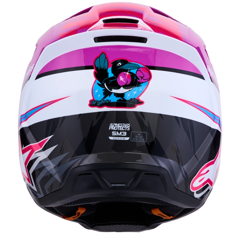 Alpinestars S-M3 Falcon motorcrosshelm paars-wit-fluo roze