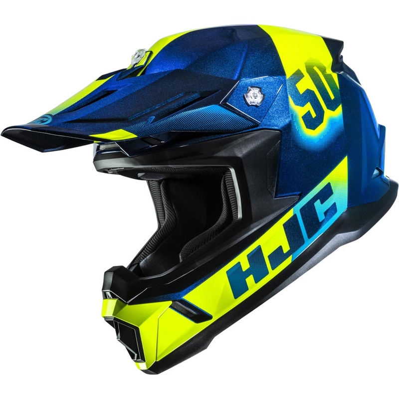 Motocrosshelm HJC C50 Dash MC2 blauw-fluo geel