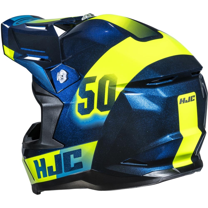 Motocrosshelm HJC C50 Dash MC2 blauw-fluo geel