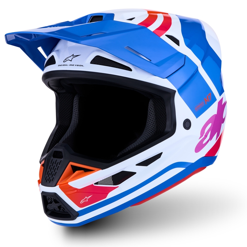 Alpinestars Supertech S-M7 Core motorcrosshelm wit-blauw-oranje