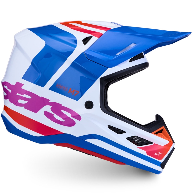 Alpinestars Supertech S-M7 Core motorcrosshelm wit-blauw-oranje